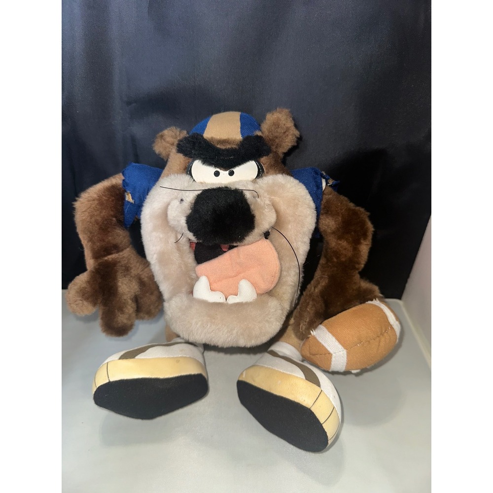 Vintage Looney Tunes Taz Football Plush Tasmanian Devil 00 Jersey 11 Inch
